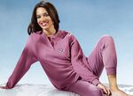 Pyjama aus Frottierstretch, Langarm mit Knopfleiste und B&uuml;ndchen AZALEE