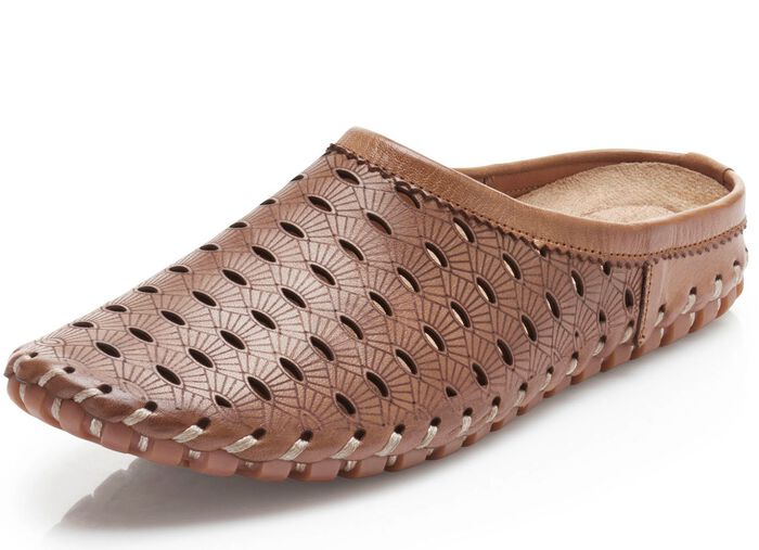 Gemini, sommerlicher Damen-Sabot, Weite G, mit herausnehmbarem Fussbett COGNAC