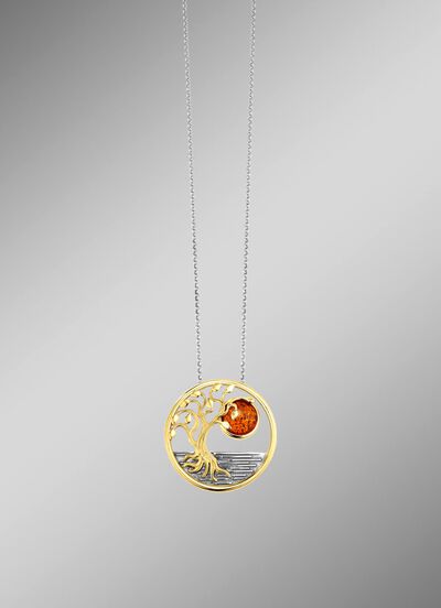 Halskette in Bicolor mit Baum-Motiv 