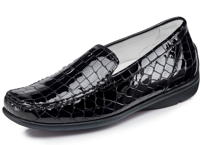 Waldl&auml;ufer, stilvolle Damen-Slipper, Weite H, mit herausnehmbarem Fussbett SCHWARZ