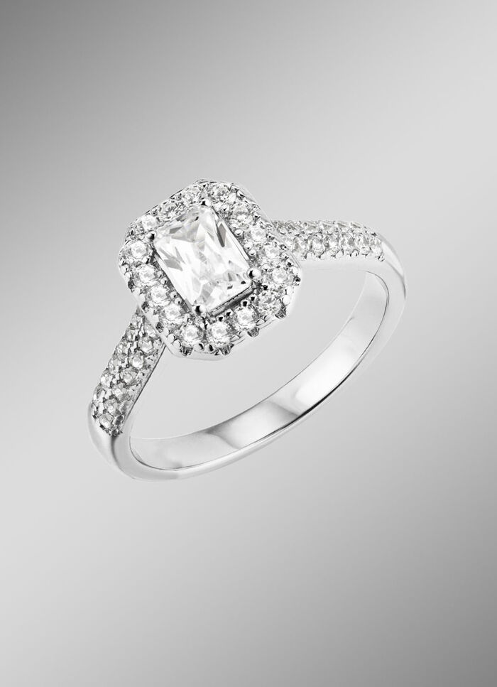 Eleganter Damenring mit synth. Zirkonia 