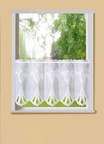 Kurzvorhang Lilie mit Plauener Stickerei und Stangendurchzug 