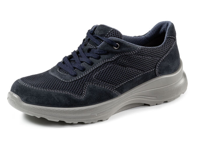 Schnürschuh aus Veloursleder und Textilmaterial DUNKELBLAU