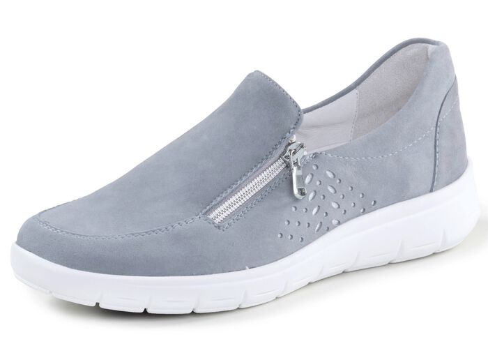 ELENA EDEN Slipper aus hochwertigem Veloursleder mit Zier-Perforation BLEU