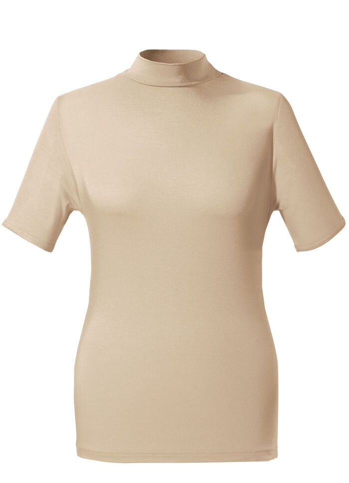 Zweierpack Shirts mit Stehkragen und kurzen &Auml;rmeln 1X BEIGE, 1X SCHWARZ