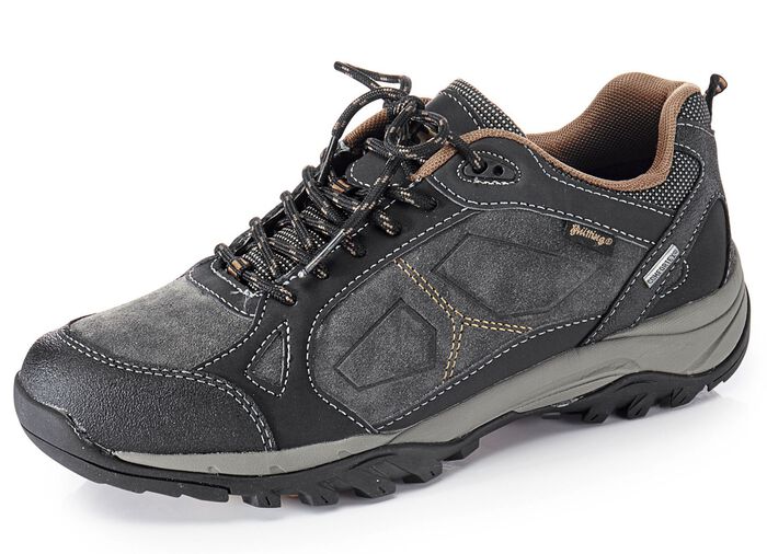 Atmungsaktive Herren-Schn&uuml;rschuhe, mit herausnehmbarem Fussbett GRAU-SCHWARZ-COGNAC