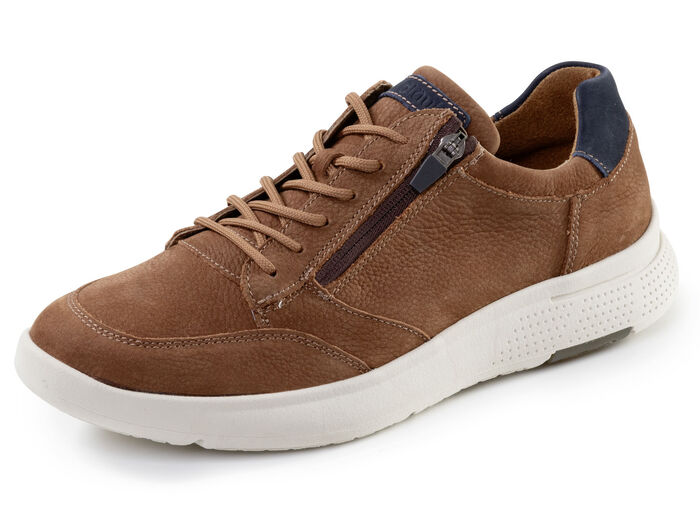Waldläufer, bequeme Herren-Sneaker, Weite H, mit herausnehmbarem Fussbett COGNAC-MARINE