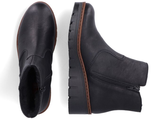 Rieker, gef&uuml;tterte Damen-Stiefeletten, Winterschuhe, mit Reissverschluss SCHWARZ