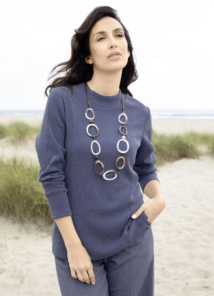 Shirt mit Stehkragen JEANSBLAU