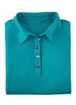 Laurina Poloshirt mit Knopfleiste PETROL