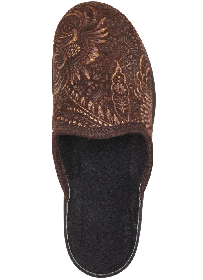 Pantoffel mit floralem Muster BRAUN