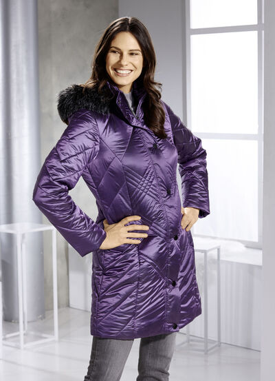 Longjacke mit abnehmbarer Kapuze 
