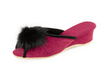 ELENA EDEN Pantolette mit schwarzem Kunstfellpompon ROT