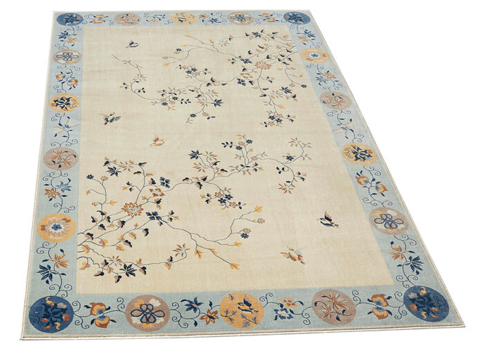 Brücken und Teppiche mit Blumen- und Rankenmotiven BEIGE-HELLBLAU
