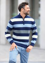 Gestreifter Troyer mit kurzem Reissverschluss 