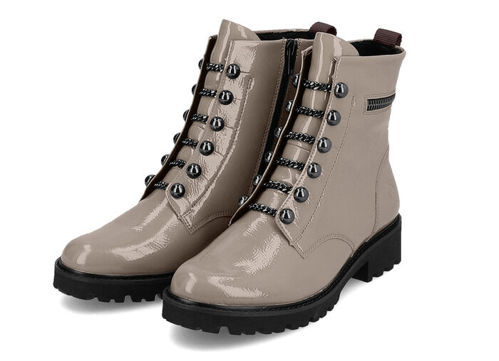 Remonte Stiefelette mit trendigen Zierketten in Schnür-Optik TAUPE