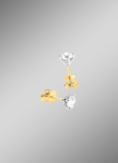 Solit&auml;r-Ohrstecker in Bicolor mit Brillant 