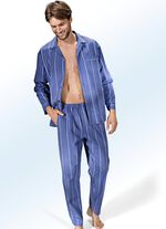 Pyjama, durchgekn&ouml;pft, aus Webware mit Streifendessin 