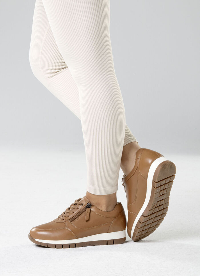 ELENA EDEN, sportliche Damen-Sneaker, Weite H, mit herausnehmbarem Fussbett CAMEL