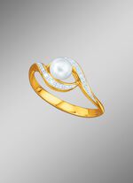 Bicolor-Damenring mit S&uuml;sswasser-Zuchtperle 