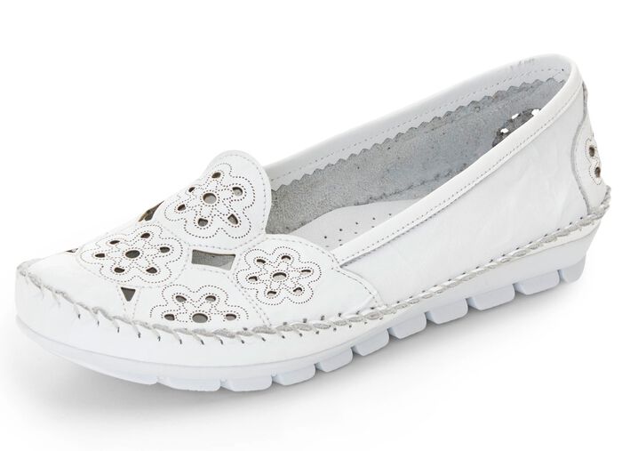 Gemini, leichte Damen-Slipper, Weite G, mit herausnehmbarem Fussbett WEISS