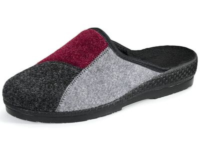 Klassische Damen-Hausschuhe, Weite H, im Textil-Materialmix 