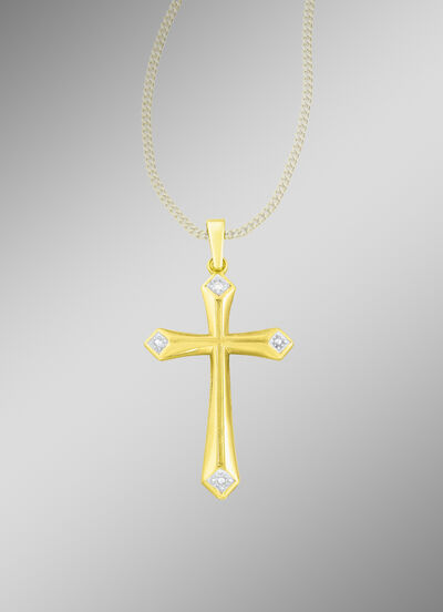 Kreuz-Anhänger mit Diamant  Kreuz-Anhänger mit Diamant