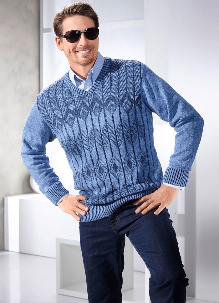 Pullover mit V-Ausschnitt in 2 Farben 