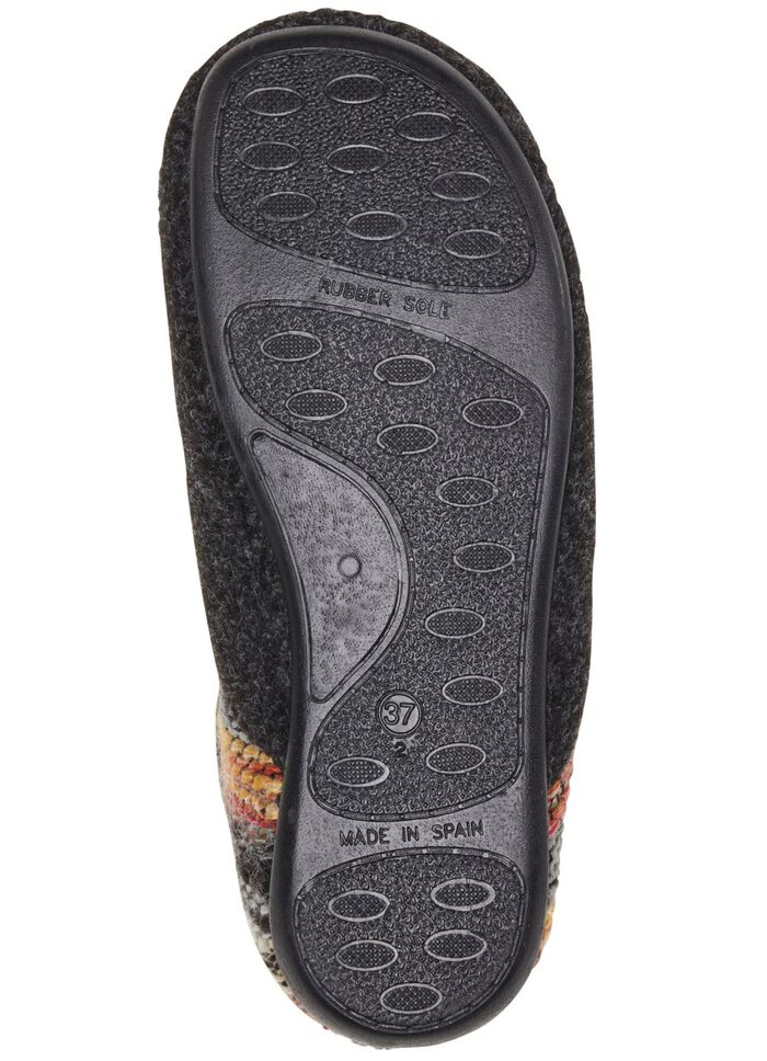 Laurina, bequeme Damen-Hausschuhe, Weite G, mit herausnehmbarem Fussbett ANTHRAZIT-BUNT