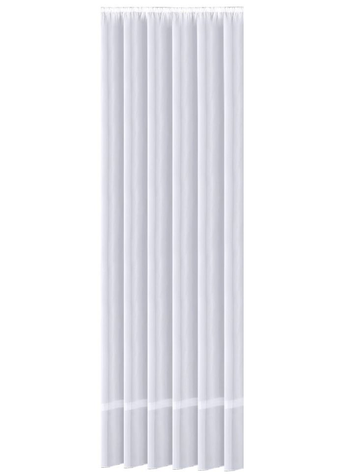 Langvorhang mit eingewebten Glanzstreifen 