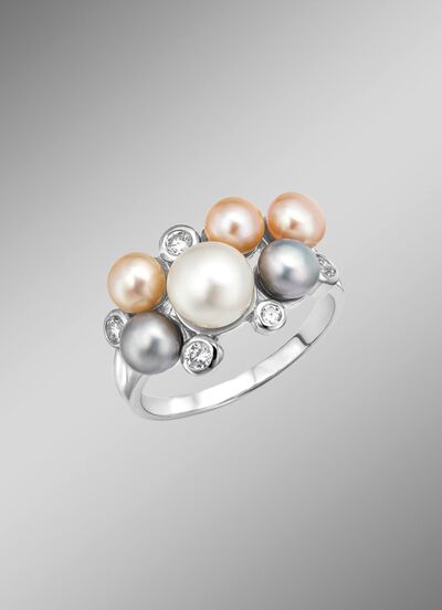 Perlenglanz und strahlende Eleganz: Damenring mit S&uuml;sswasser-Zuchtperlen 