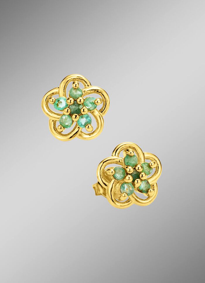 Vergoldete Ohrstecker mit echt Smaragd 