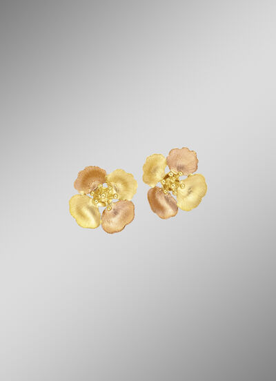 Satinierte Ohrstecker Blüte in Bicolor 