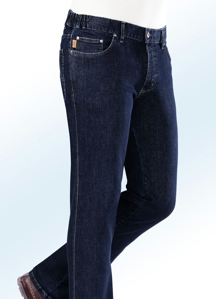 «Francesco Botti»-Jeans mit Dehnbundeinsätzen in 3 Farben DUNKELJEANS