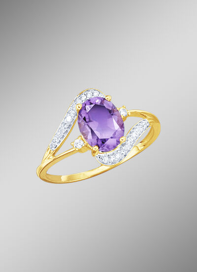 Damenring mit echt Amethyst 