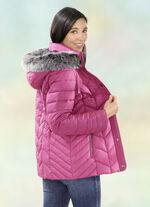 Jacke mit abnehmbarer Kapuze FUCHSIA