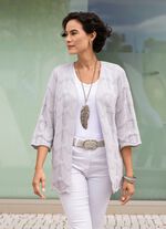 Strickjacke mit Mustermix im Wellendessin HELLGRAU