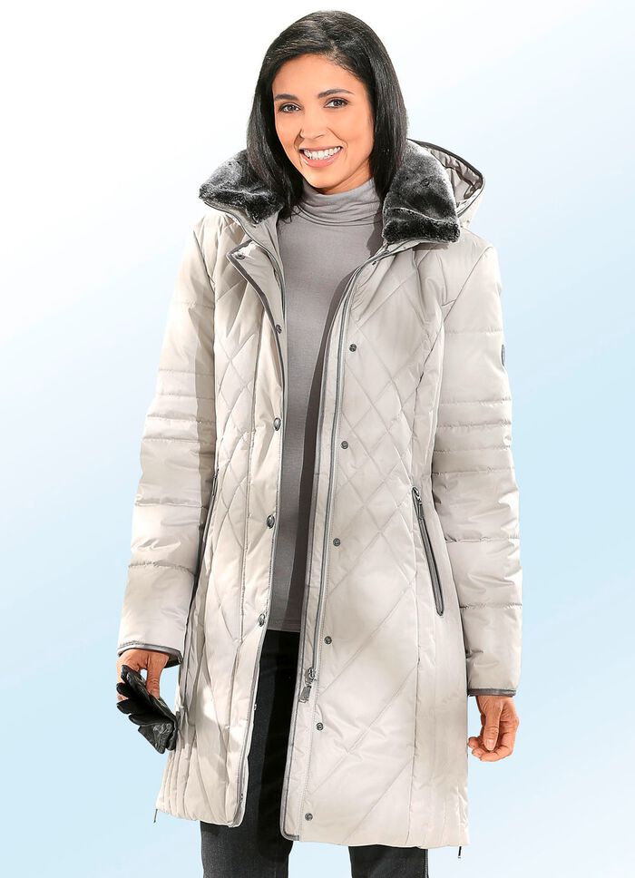 Funktions-Kurzmantel kontrastfarbenen Nappaleder-Imitatpaspeln 