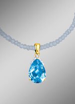 Anh&auml;nger mit echt Blautopas und Diamanten 