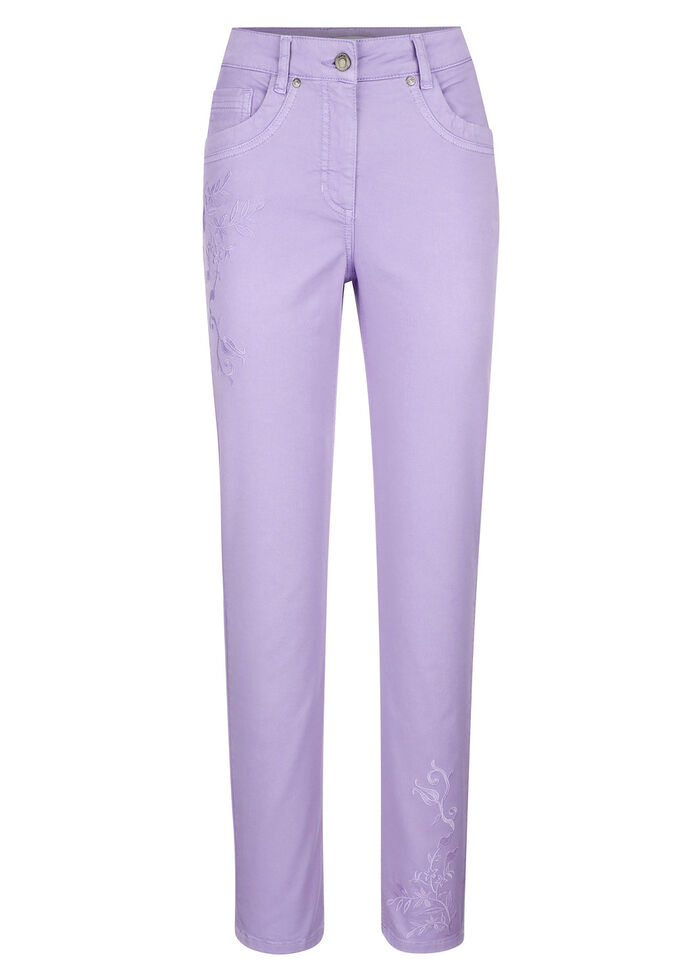 Hose mit floraler Stickerei 