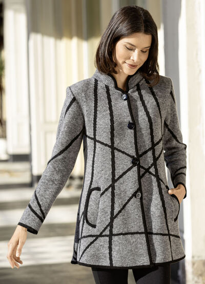 Strickmantel in Jacquard-Dessin 