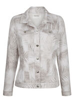 Jeansblazer mit tonigem Blätterdruck 
