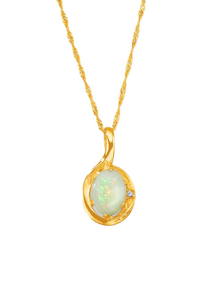 Anh&auml;nger mit Singapurkette, echt Opal und synth. Zirkonia 