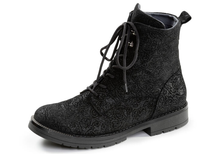 Waldläufer, bequeme Damen-Stiefeletten, Weite G, mit herausnehmbarem Fussbett SCHWARZ
