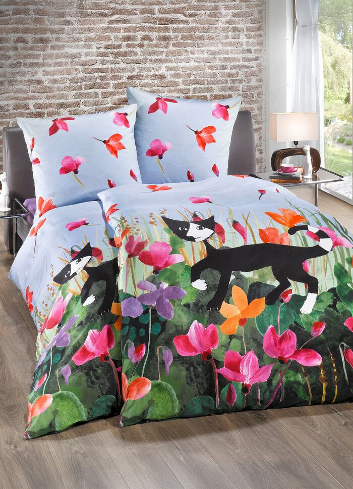 Feinbiber-Bettw&auml;sche-Garnitur mit Reissverschluss 