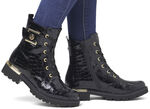 Remonte, stylische Damen-Stiefeletten, Winterschuhe, Weite G, mit herausnehmbarem Fußbett SCHWARZ-GOLD