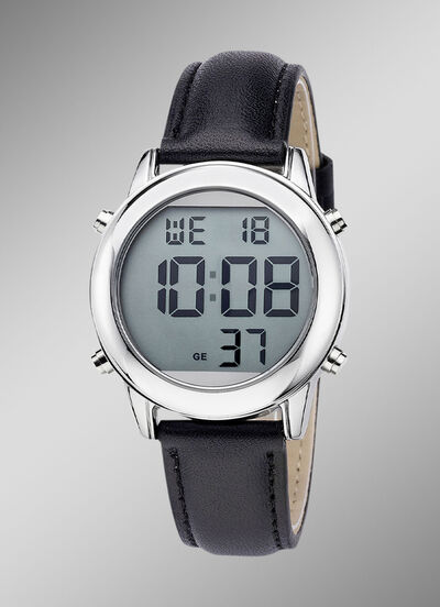 Digital-Funk-Herrenuhr mit sprechender Zeitansage 