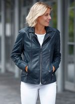 Lederkurzjacke von &laquo;Cabrini&raquo; DUNKELBLAU