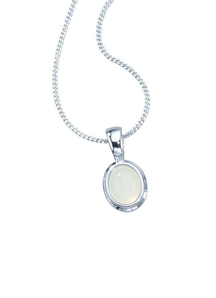 Anh&auml;nger mit Panzerkette und echtem, weissen Mondstein 