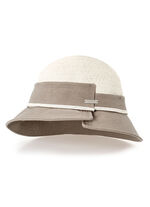 Seeberger Hut mit Krempe und Zierband aus Papierstroh BEIGE-TAUPE